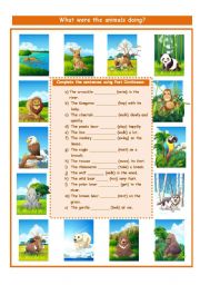 English Worksheet: WHAT WERE THE ANIMALS DOING???