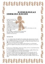 English Worksheet: gingerbread recipe- for christmas
