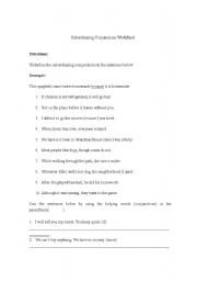 English Worksheet: Subordinating Conjunctions