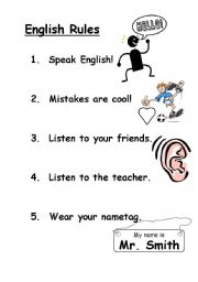 English Worksheet: Classroom rules