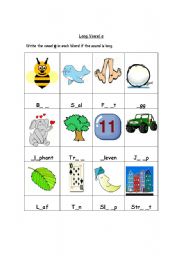 English Worksheet: Long Vowel 