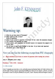 English Worksheet: JF Kennedy (project)