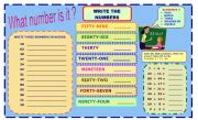 English Worksheet: NUMBERS 0-100  ( 2 Pages )