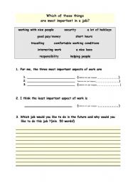 English worksheet: Job satisfaction - What is most important in a job?