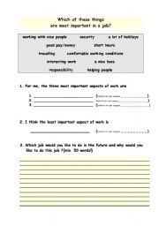 English Worksheet: Job satisfaction - What is most important in a job?
