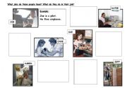 English worksheet: What jobs do they have? What do they do in their jobs?