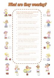 English Worksheet: What are they wearing? (3)