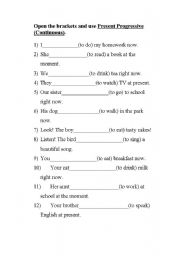 English Worksheet: Present Progressive.