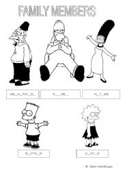 English Worksheet: FAMILY MEMBERS (SIMPSON)