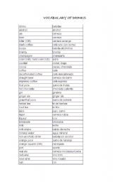 English worksheet: vocabulary of drinks