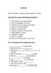 English Worksheet: Worksheet for nouns