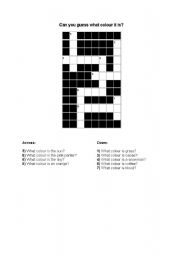 English worksheet: Crossword Puzzle For Teaching Colours