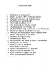 English Worksheet: CHRISTMAS TIME QUIZ