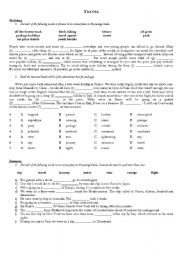 English Worksheet: Travel - vocabulary exercises (FCE level)