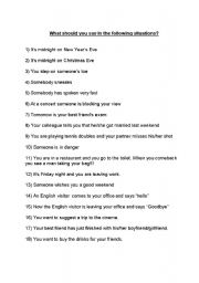 English Worksheet: What should you say?