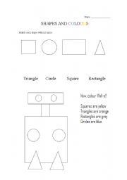 English Worksheet: Shapes and colours