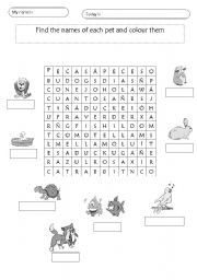 English worksheet: Pets crossword