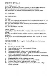 English Worksheet: CREATIVE DRAMA   2    THE HOSPITAL