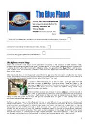 English Worksheet: Test - The blue planet (4 pages)