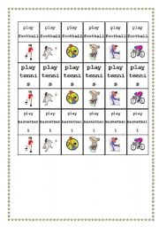 English Worksheet: Sports domino card game 1/2