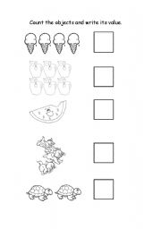 English Worksheet: count and write