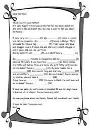 English Worksheet: family vocabulary using Simpsons- writing a letter