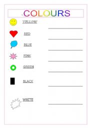 English worksheet: COLOURS