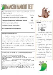 English Worksheet: ADVANCED HANDOUT TEST 5