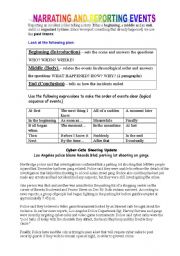 English Worksheet: Reporting Events