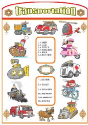 English Worksheet: TRANSPORTATION