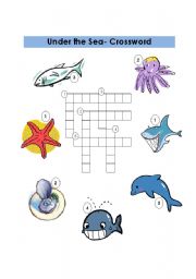 English Worksheet: Under the Sea - Crossword