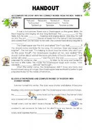 English Worksheet: story: the ant and the grasshopper