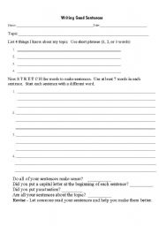 English worksheet: Writing Good Sentences