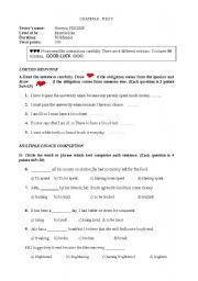 English worksheet: grammar test for present perfect