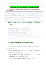 English worksheet: Direction ~~ Reading Comprehension