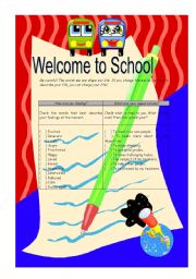 English Worksheet: Warm-Up - Welcome to School