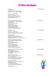 English Worksheet: If I were a boy by Beyonce