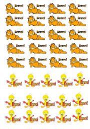 English Worksheet: garfield and tweety stickers