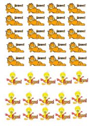 English Worksheet: garfield and tweety stickers