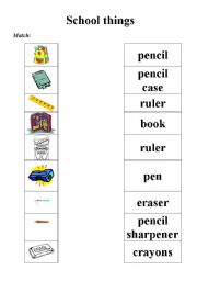 English worksheet: school things