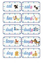 English Worksheet: Singular - Plural Cards (Part 4 of 5)