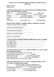 English worksheet: 8th grade the 2nd written exam