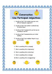 English Worksheet: Conversation with Participial Adjectives