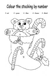 English Worksheet: colour the stocking