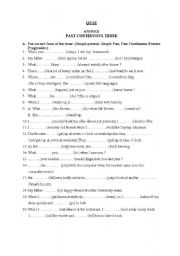 past cont.tense worksheet for the 8th grade 