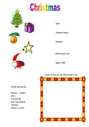 English worksheet: christmas worksheet