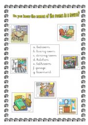 English Worksheet: Do you know the rooms of a house?