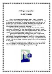 English worksheet: electricity(writing a composition)