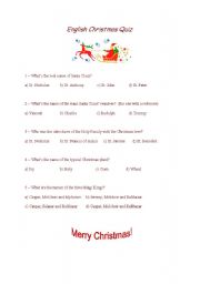 English worksheet: Christmas Quiz