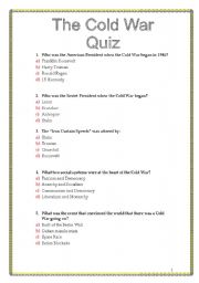 English Worksheet: The Cold War Quiz